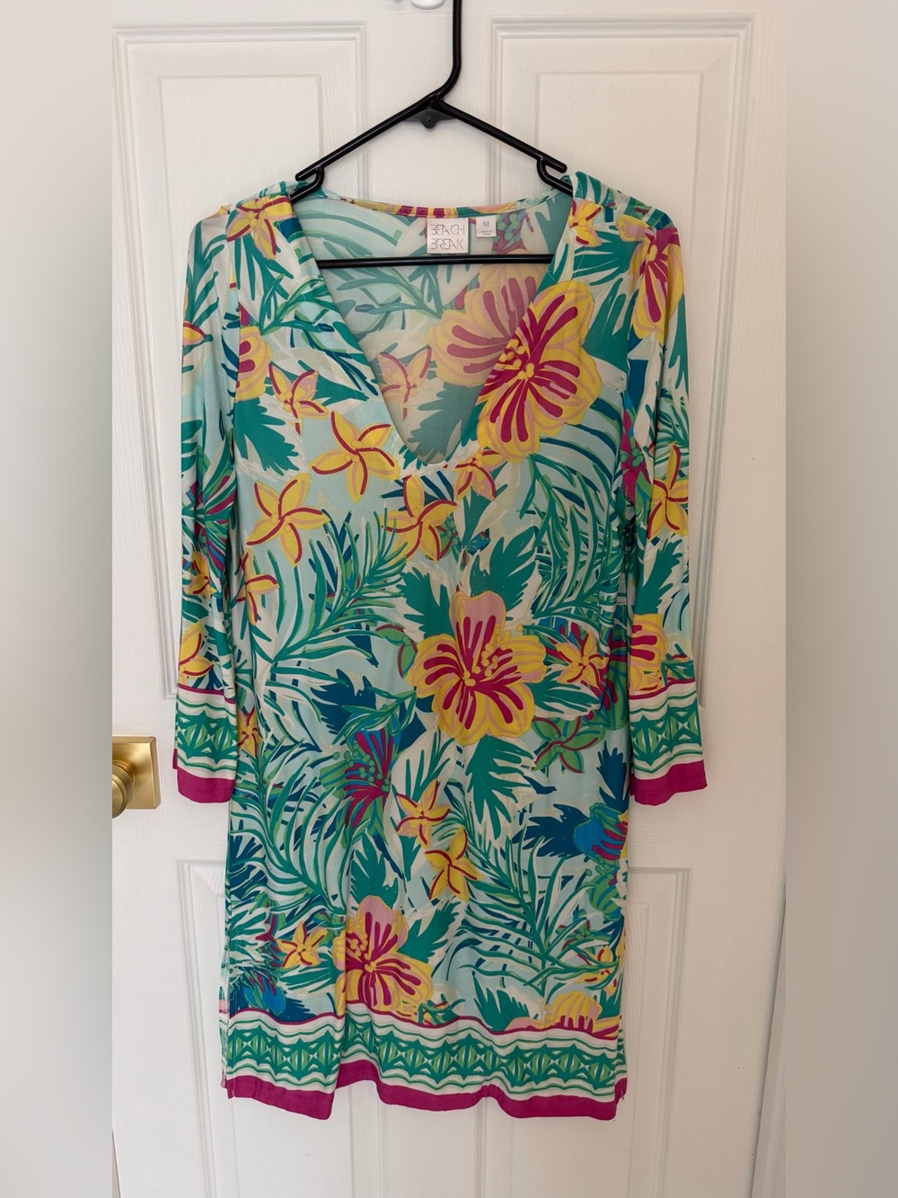 Beach Break Floral V-Neck Swim Cover-Up in Mint & Yellow